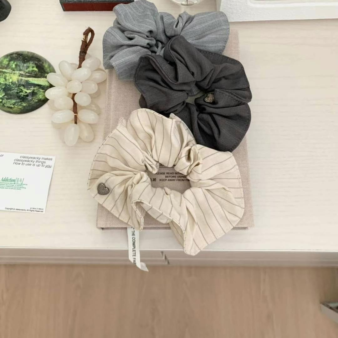 头绳earlobe 爱心 东大门代购清新条纹格子 大肠款发绳7