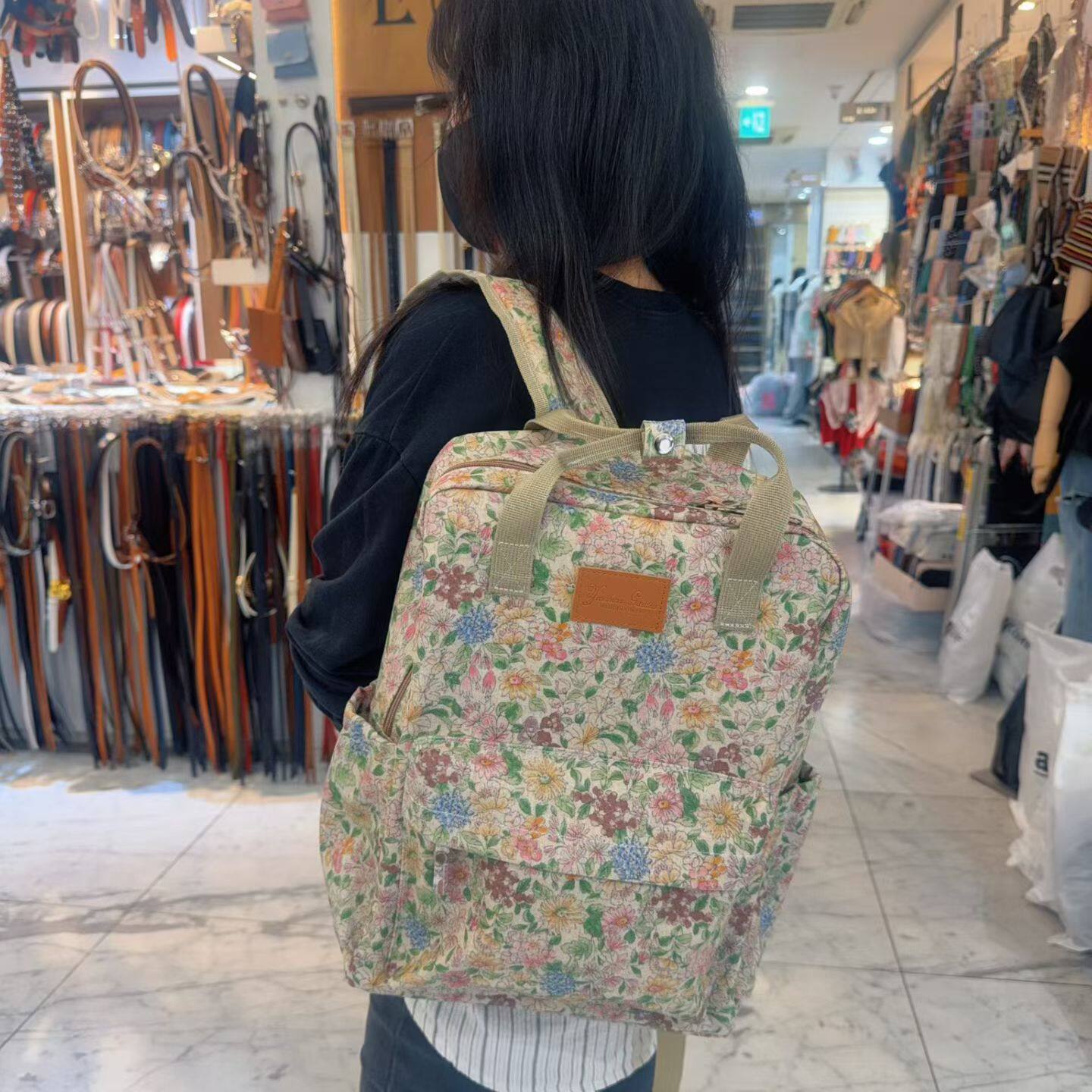双肩包 防水 复古花纹wing韩国东大门代购 36*38*13cm 女包袋