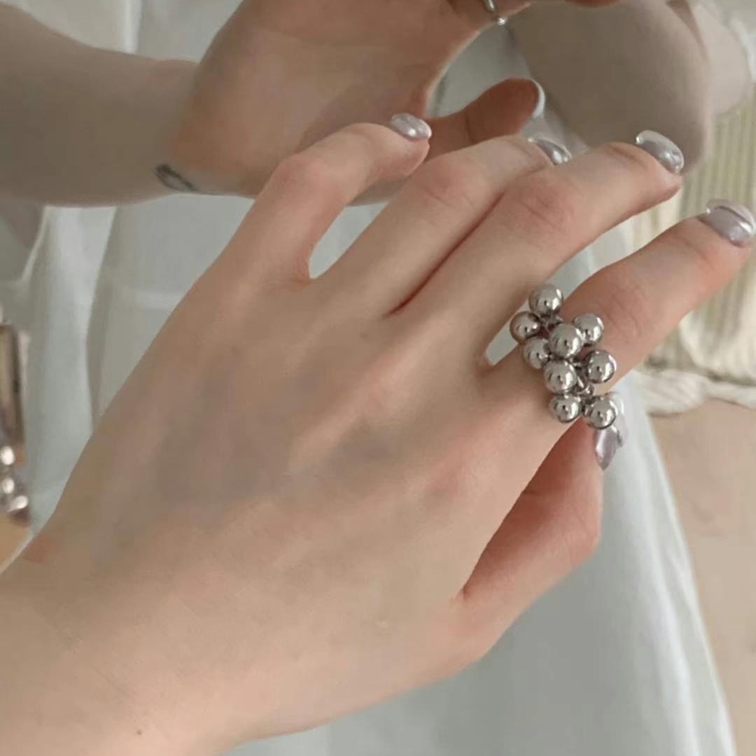 戒指earlobe韩国东大门代购简约珠子可爱珠子指环女