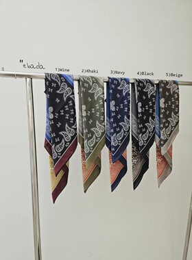 秋新款方巾围巾韩国代购ebada东大门腰果花百搭丝巾方巾70cm