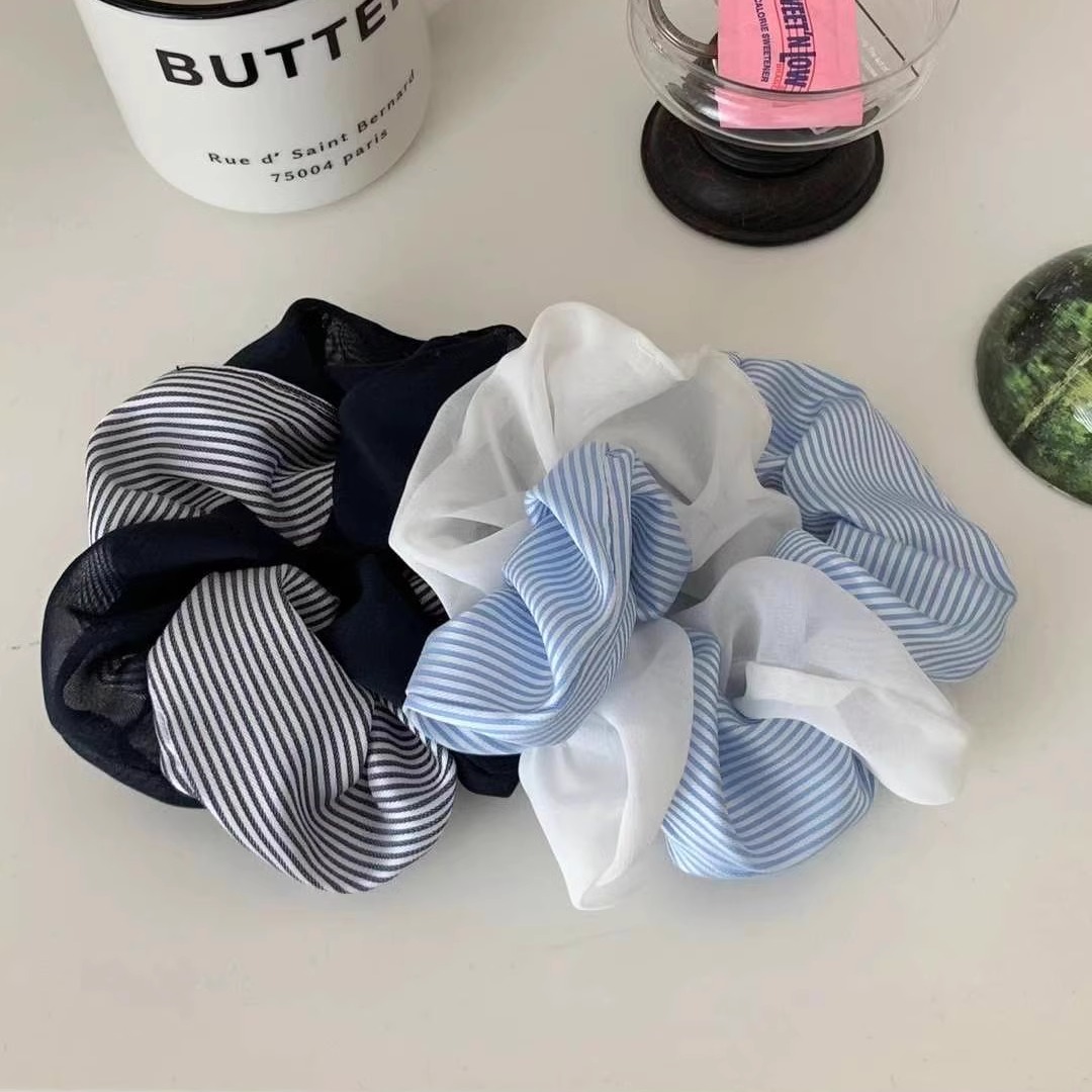 可爱条纹拼接清新大肠款头绳