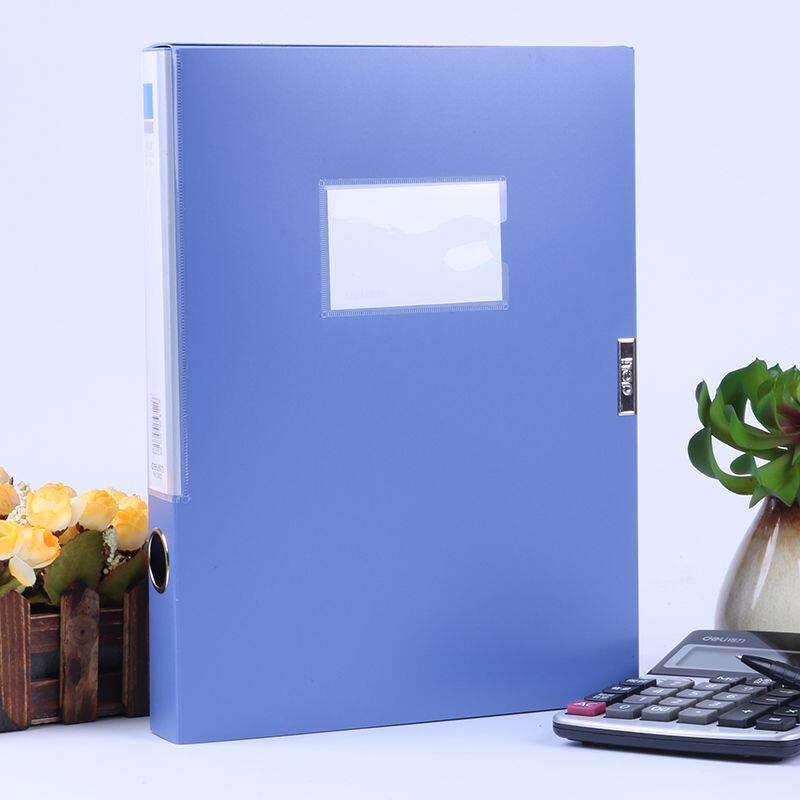 得力档案盒5682 01 A4文件收纳盒 2寸粘扣资料盒办公商务用品35cm