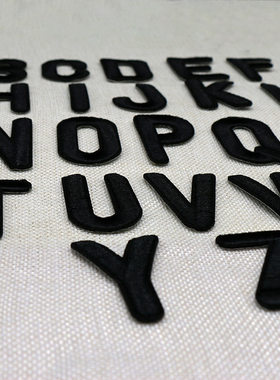 26位字母布贴 纯黑色英文字母时尚补丁贴布贴 衣服号姓名单个字母