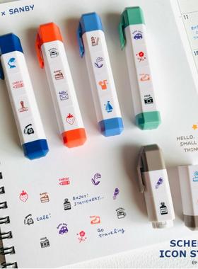 日本eric SANBY手账印章渗透墨叠叠乐时间日程安排自带印油