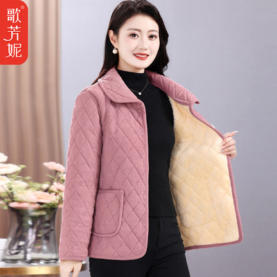 工厂店妈妈加绒加厚棉衣女外套