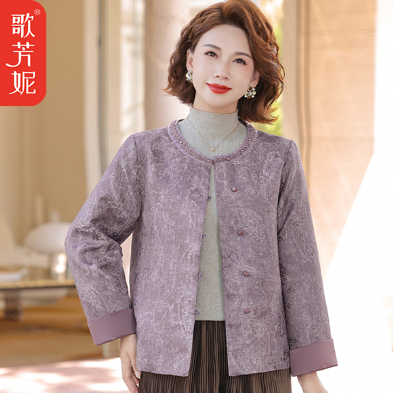 短款中老年女春秋妈妈装上衣洋气2025新款新中式妈妈秋装外套