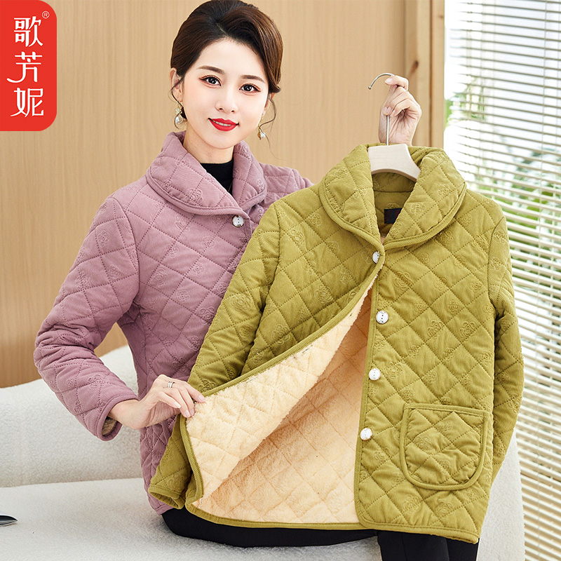 工厂店中年妈妈加绒加厚棉衣