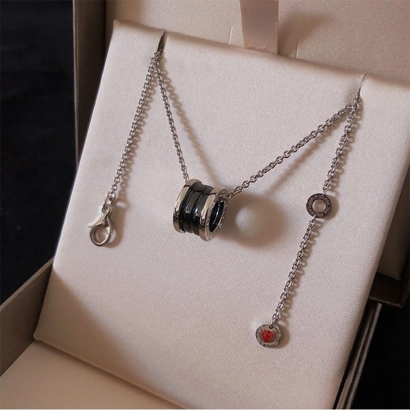 小红人慈善款项链男女黑陶瓷弹簧小蛮腰锁骨链2023新款情侣不掉色