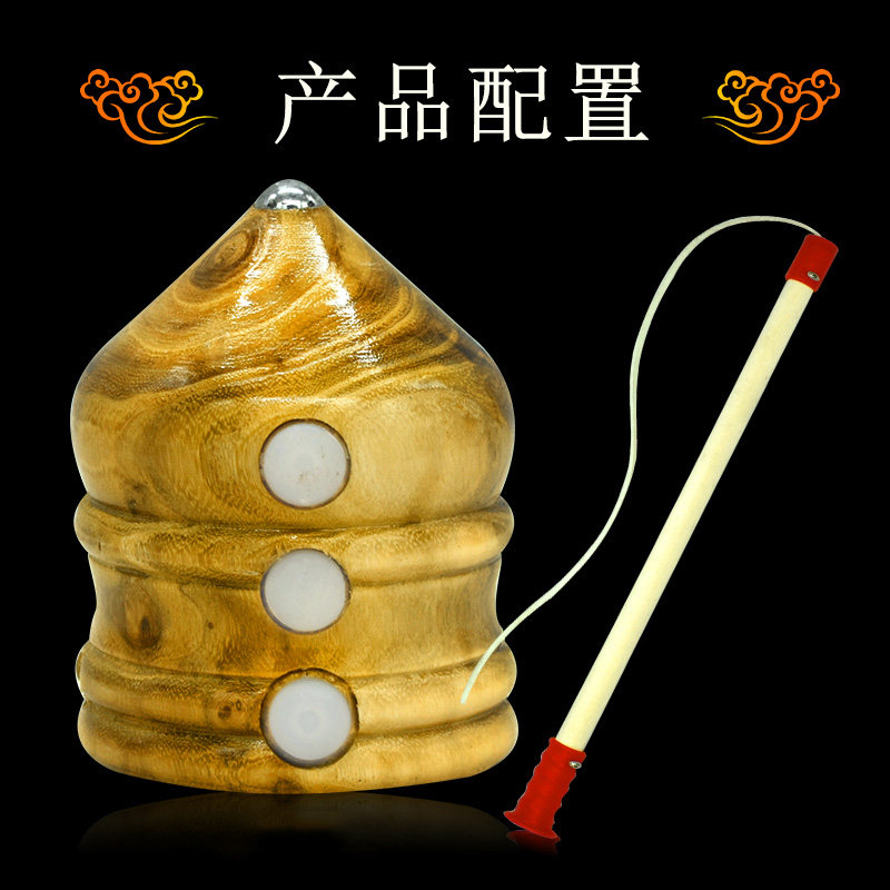 木陀螺带鞭子冰嘎冰猴木质陀螺带鞭子儿童男孩发光鞭打木驼螺