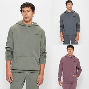 男 重水洗复古做旧加绒连帽卫衣秋冬帽衫 美单 外贸男装