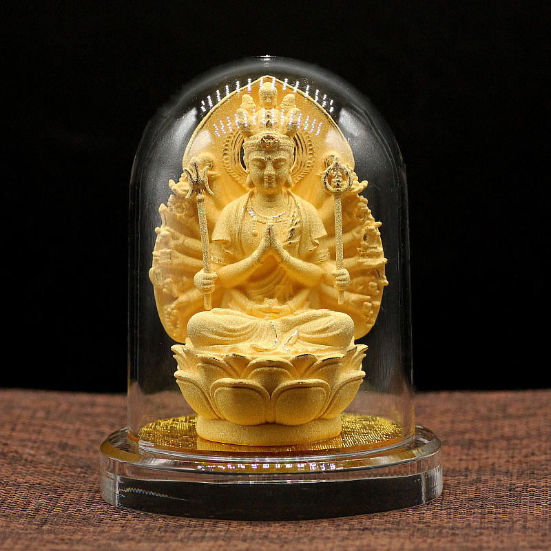 绒沙金千手观音摆件生肖鼠守护神