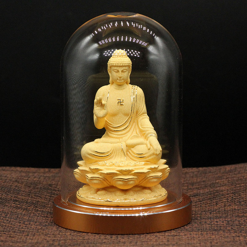 绒沙金车载阿弥陀佛像 大号汽车饰品 镀金高档礼品属猪属狗守护神