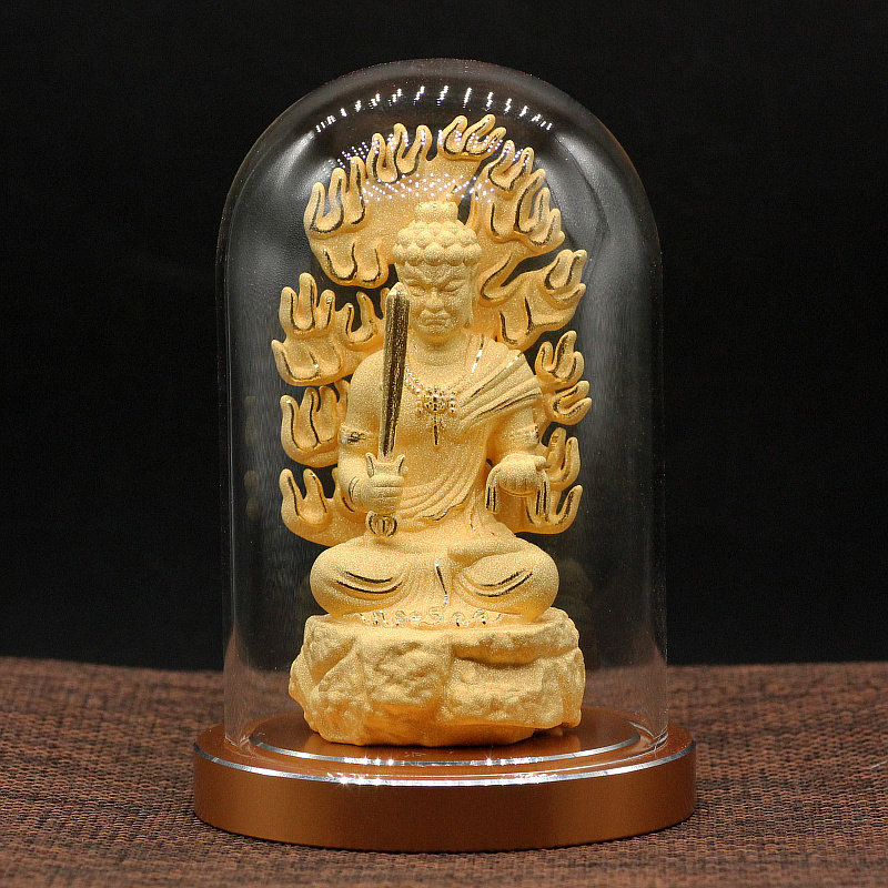 高档绒沙金铜不动明王生肖鸡守护神本命佛汽车饰品佛像摆件保平安