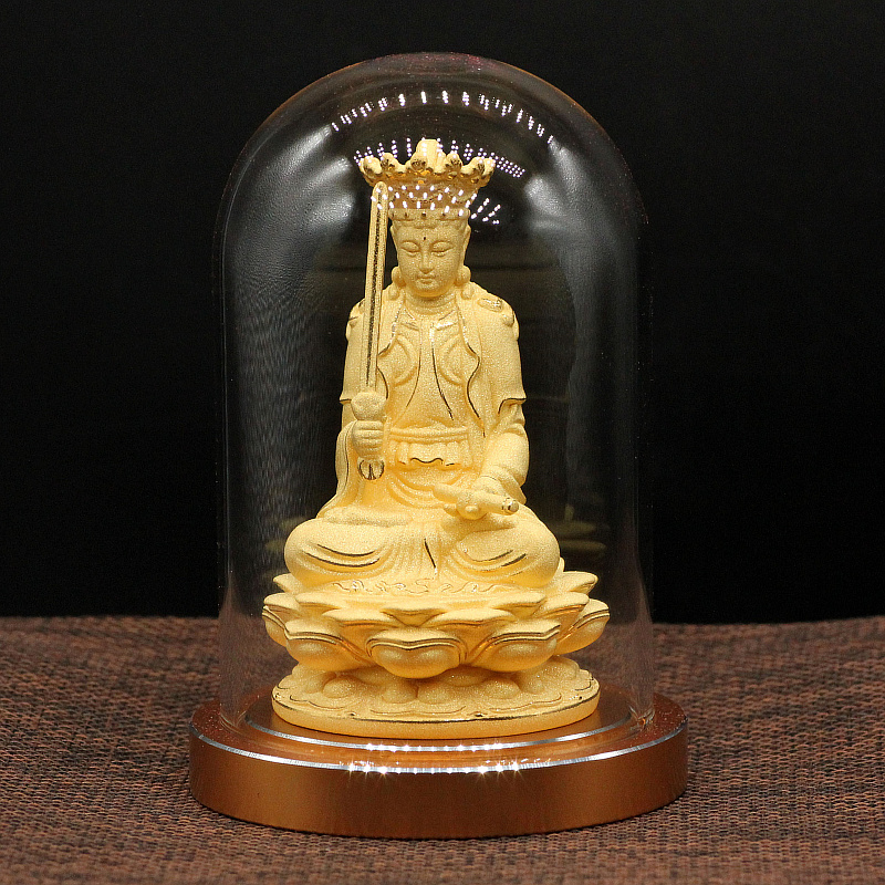 高档绒沙金汽车饰品摆件文殊菩萨普贤菩萨像华严三圣生肖兔守护神