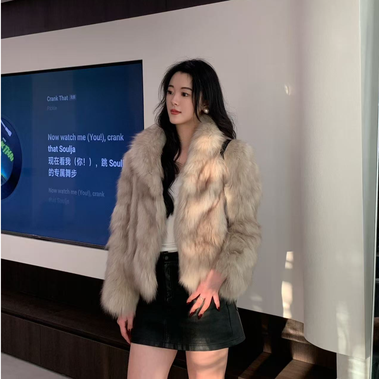 【邂逅巴黎】新款整皮狐狸毛 立领年轻时尚皮草外套 DD