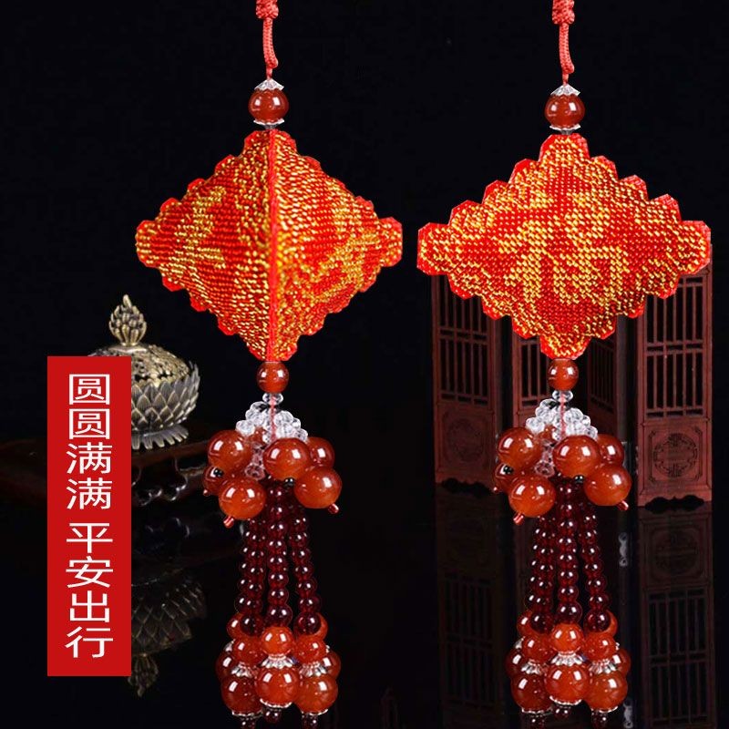 新款印花全珠绣平安福喜庆汽车挂件十字绣立体满珠子平安符车挂饰 Изображение 1 新款印花全珠绣平安福喜庆汽车挂件十字绣立体满珠子平安符车挂饰 Изображение 1