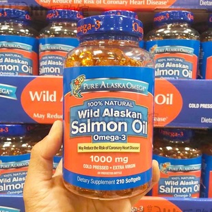 现货美国Pure Alaska Omega-3阿拉斯加纯净野生三文鱼油 210粒