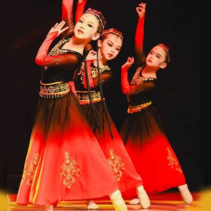 儿童新疆舞演出服维吾族舞服新款
