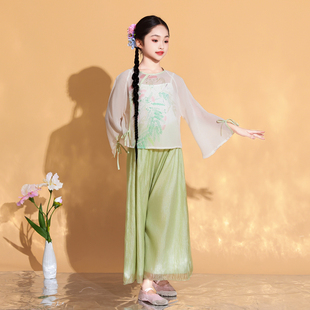 儿童古典舞演出服身韵渐变纱衣中国飘逸上衣演出服练功舞蹈古风服