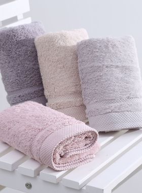 长绒棉加厚毛巾面巾成人家用洗脸巾素色纯棉酒店毛巾柔软吸水高档