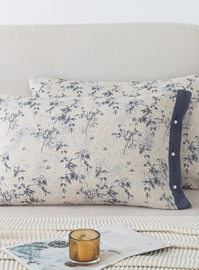 纯棉纱布枕套一条装全棉单人成人全包按扣式家用枕头套