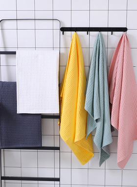 华夫格纯棉纱布浴巾家用全棉洗澡毛巾轻薄易干柔软透气不掉毛