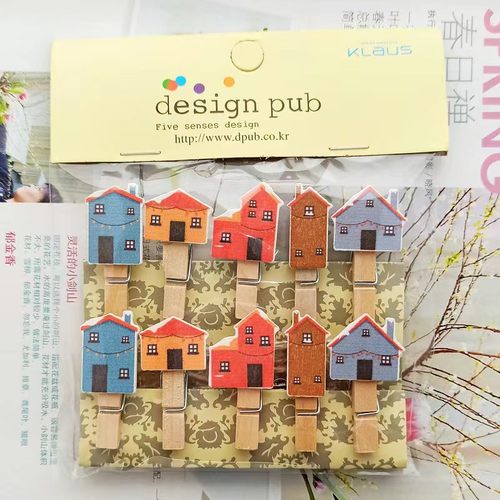 新款售楼宣传幼儿园装饰照片墙家居用花店卡片木制品便签小木夹子