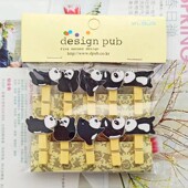 新款 功夫熊猫礼物幼儿园装 饰刮照片墙家居用花艺木制便签小木夹子