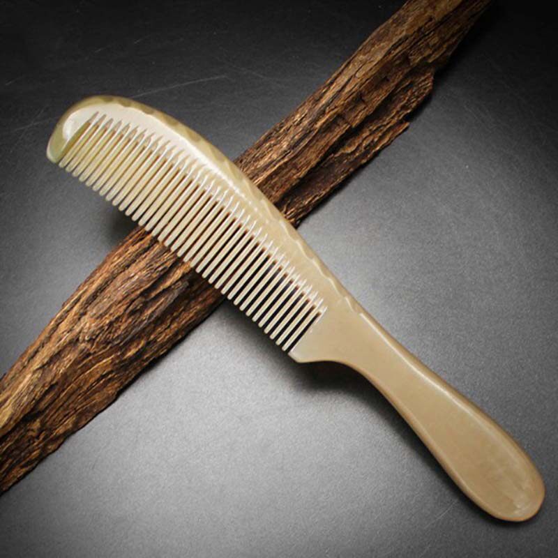 手工天然牦牛角保健梳子发型师造型细长梳理发细齿梳经络按摩加厚