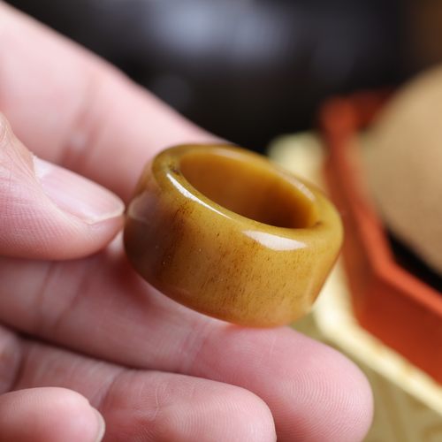 天然包浆老料骆驼骨扳指戒指高油润佛珠跑环配件男女士文玩饰品