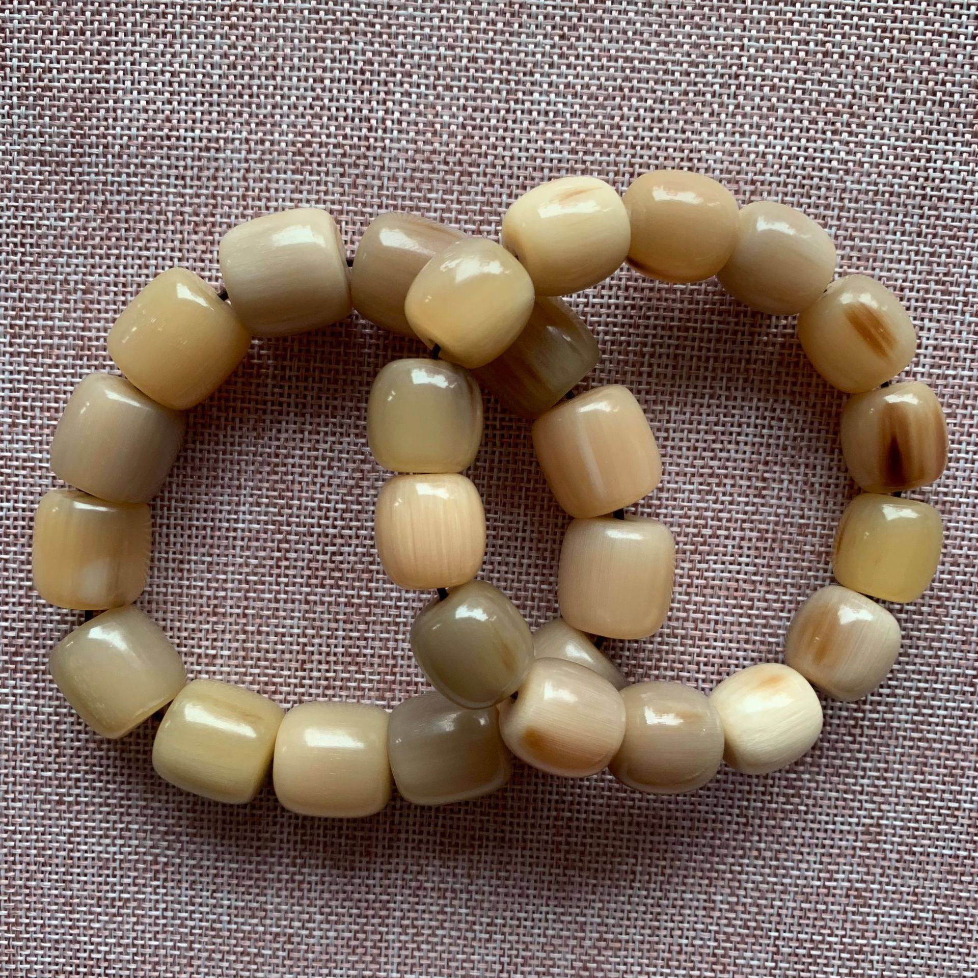 保真精品天然手工白水牛角桶珠手串男女款文玩佛珠手链民族风饰品