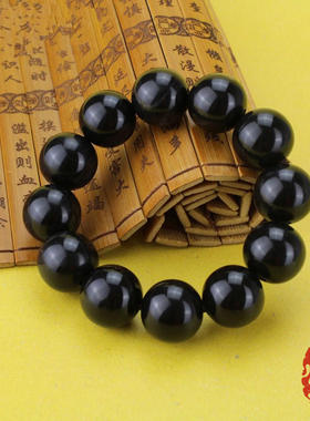 纯黑色西藏念珠文玩男女款牦牛角