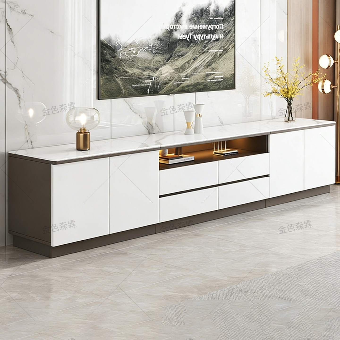 电视柜客厅家用2026新款收纳储物柜一体高款落地实木电视机柜定制