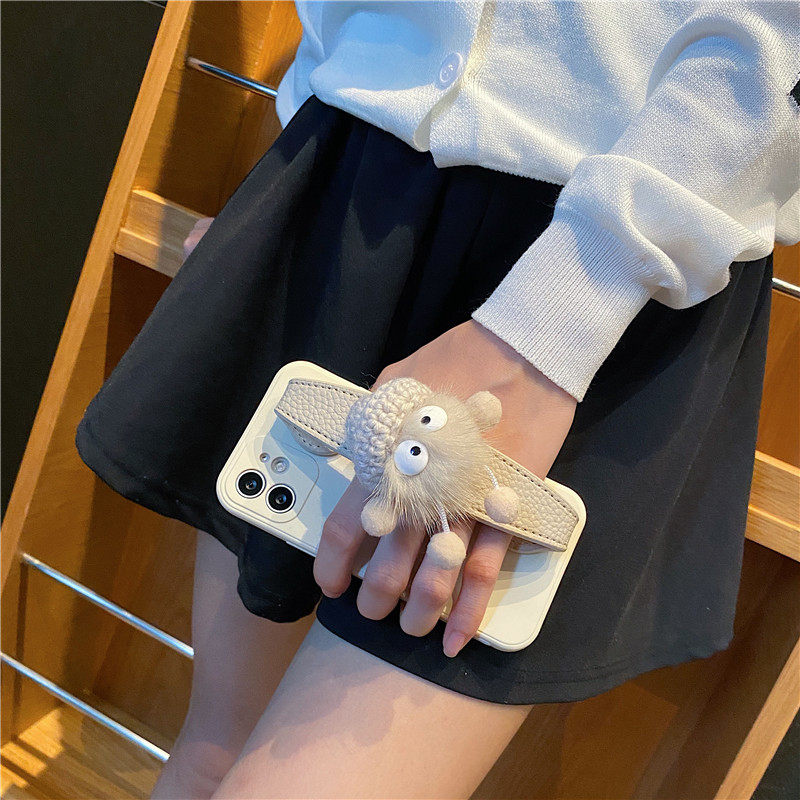 秋冬腕带适用苹果17手机壳14防摔iphone15promax卡通16e个性13mini个性se4白色xsmax软套12毛线精灵11套8plus