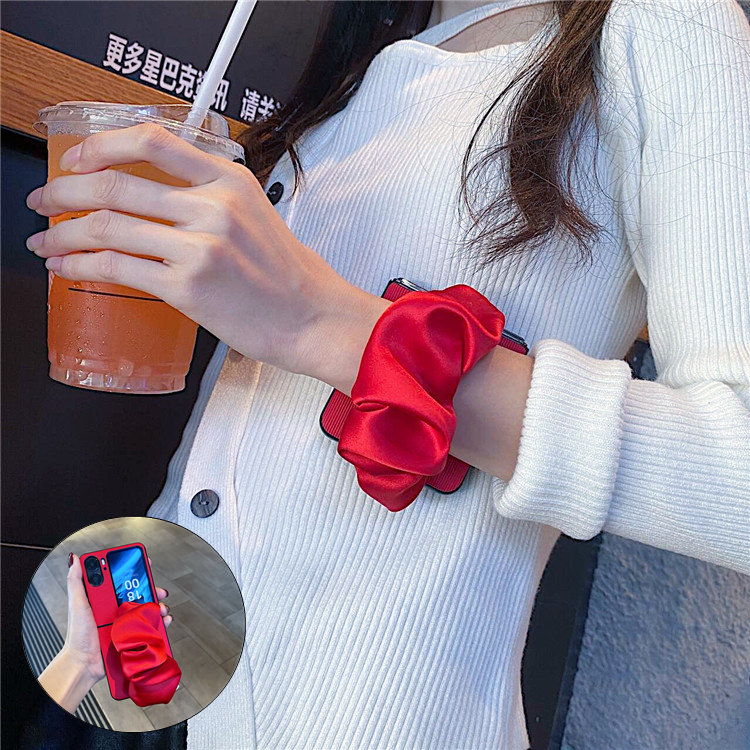 新年红色弹力丝绸腕带适用oppofindn2/n3flip手机壳折叠屏华为pocket2创意purax三星ZFlip7FE/6小米MIXflip2