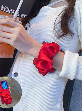 新年红色弹力丝绸腕带适用oppofindn2/n3flip手机壳折叠屏华为pocket2创意purax三星ZFlip7FE/6小米MIXflip2