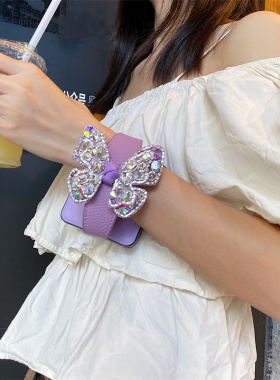 手腕带适用华为pocket2手机壳purax典藏版novaflips新款小折叠屏荣耀magicVflip2水钻蝴蝶结小米mixflip2防摔