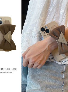 高级感奶咖蝴蝶结手腕带适用vivox300手机壳x80防摔S50软胶100保护套x50支架x200promini女s17日韩s30创意S20