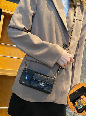 小香风钱包适用华为mate80pro手机壳70/60保护套30E金属皮链条40pro+可斜挎20x软带挂绳50卡包Rs保时捷女Air