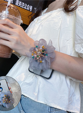 彩钻丝绸花朵腕带适用华为p50pocketS手机壳折叠屏purax三星ZFlip7/6防摔oppoFindn2/n3flip小米MIXflip2外壳