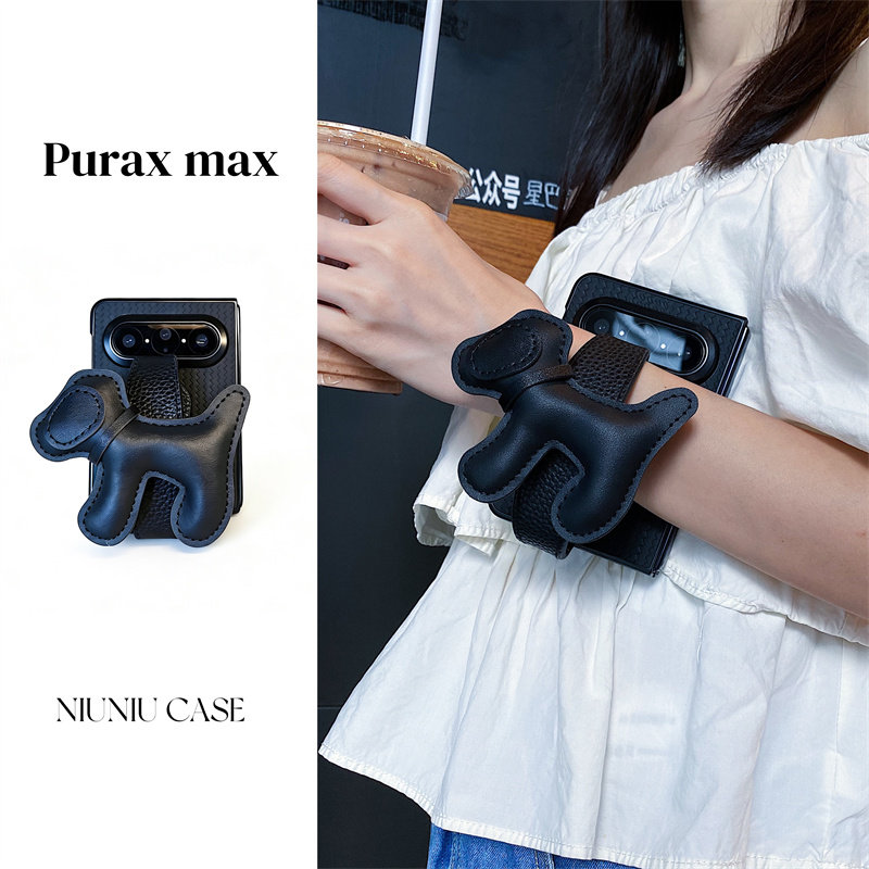 卡通小狗手腕带适用华为puraxmax手机壳purax典藏版折叠屏pocket2个性novaflips新款荣耀magicVflip2编织纹女
