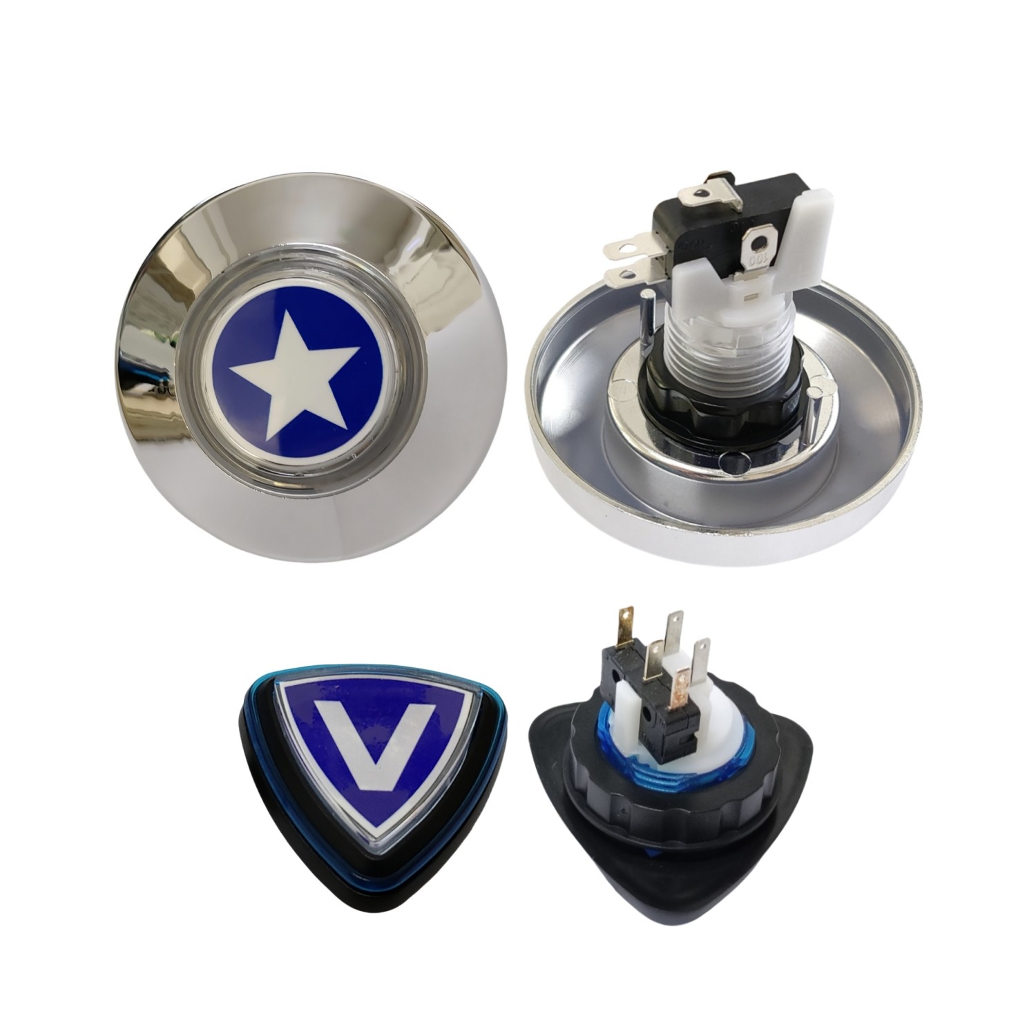 游戏机配件 星星/三角按键带LED按钮蓝色 可用于酷跑摩托