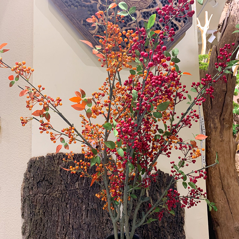 荆棘果仿真果子枝浆果假花室内客厅插花摆件浆果小野果绿植塑料