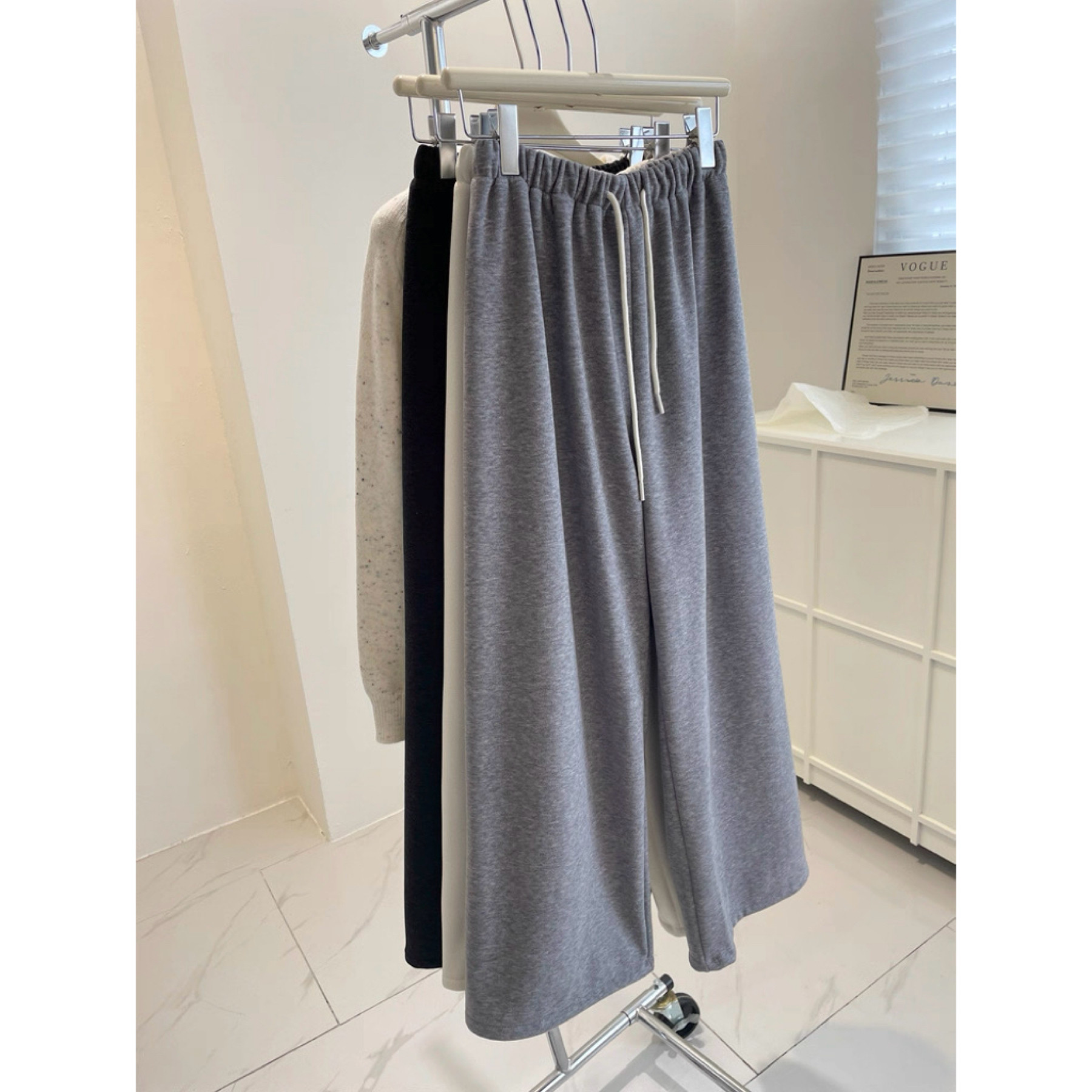 松紧高腰加绒加厚直筒休闲裤女冬季保暖宽松百搭慵懒阔腿拖地长裤,女装/女士精品,休闲裤,淘宝优惠券,粉丝福利购,淘宝优惠卷