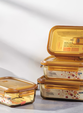 PAGOO高硼硅玻璃饭盒上班族带饭便当盒耐热保鲜盒微波炉加热餐盒