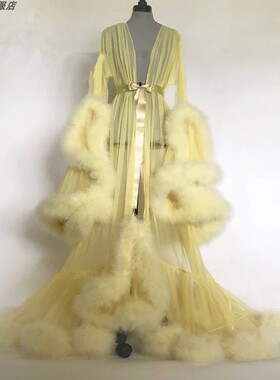 dress优雅气质黄色睡袍长款晚礼服时尚舞台表演演出礼服高端定制