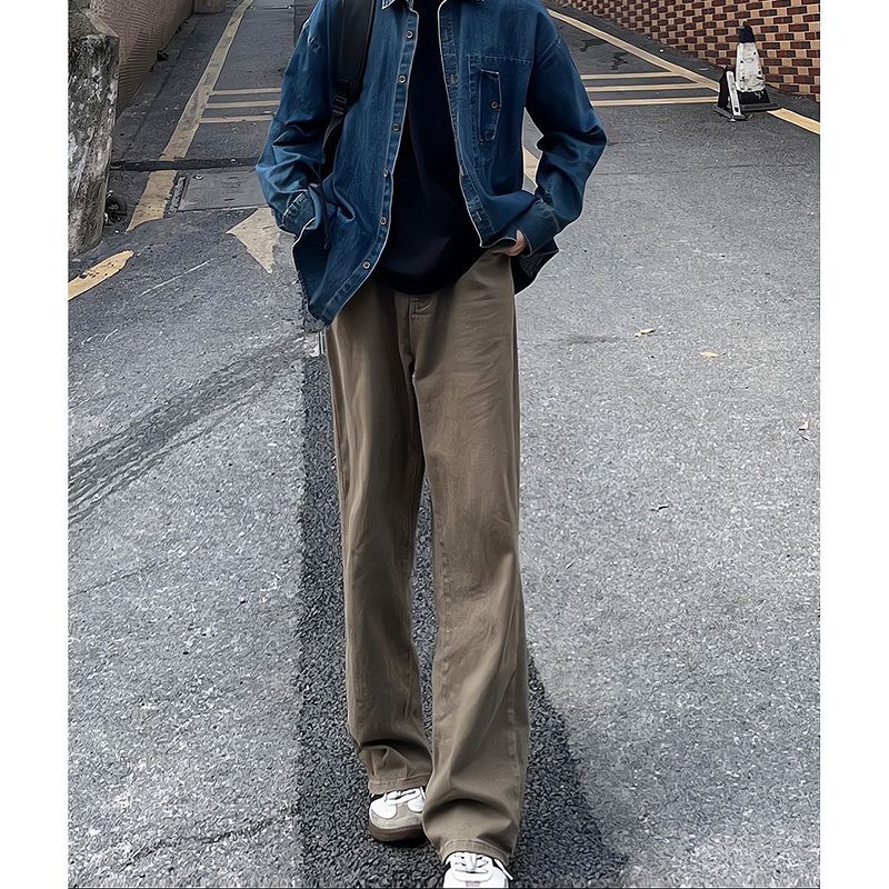 棕咖色裤子男女同款夏季美拉德校园穿搭美式复古直筒休闲长裤子潮