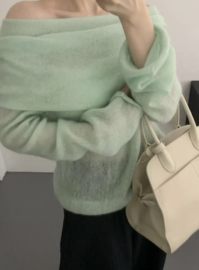 想象SAILORMOON -26年春款温柔一字肩气质针织衫88108