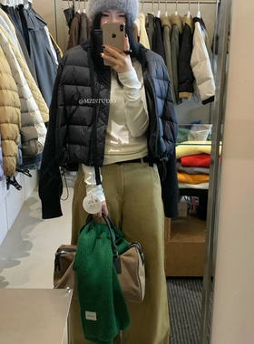 MZI STUDIO-织领袖拼接保暖拉链口袋抽绳方块保暖羽绒服外套17226