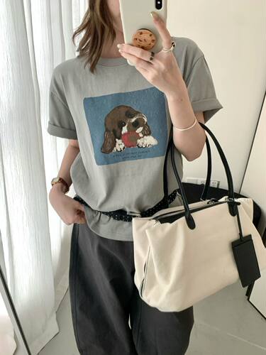 ACMEPRETTY韩版夏季可爱狗狗印花短袖T恤女宽松百搭显瘦上衣W973